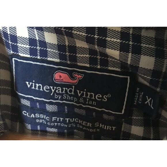 Vineyard Vines Shirt Men's Size XL Blue Plaid Classic Fit Tucker Button Up - Picture 7 of 7